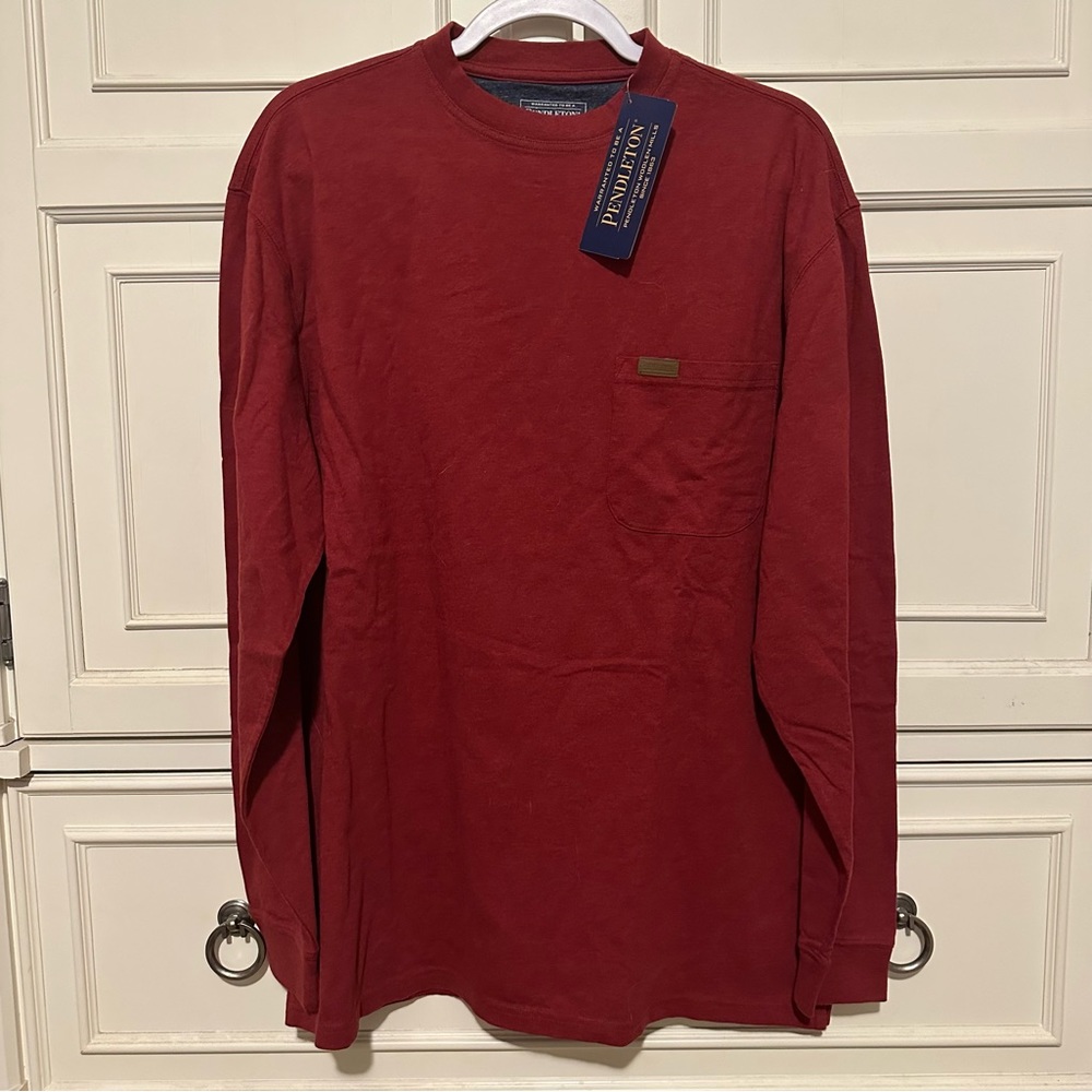 Pendelton Burnt Red Long Sleeve Crew Neck Pocket Tee